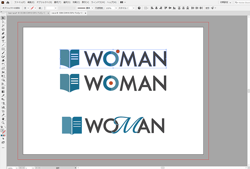 WOMAN（ウーマン）Webとワードプレスのマニュアルのロゴデザインバリエーション