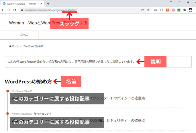 WordPressカテゴリーページの表示説明